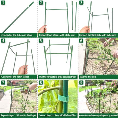 3 Pack 12" Up to 48" Adjustable Square Tomato Cage, Trellis Plant Support - size: 12" x 48"