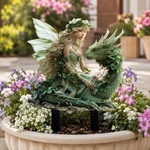 Acrylic Garden Stakes, Fairy Butterfly Yard Decor, Decorative Plant Pot Stakes for Garden, Lawn, Flower Bed, Patio, Porch and Seasonal Display (Azure Dragon Fairy) - color: Azure Dragon Fairy