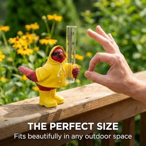 The Bridge Collection Cardinal in Raincoat Rain Gauge Statue Garden Decor