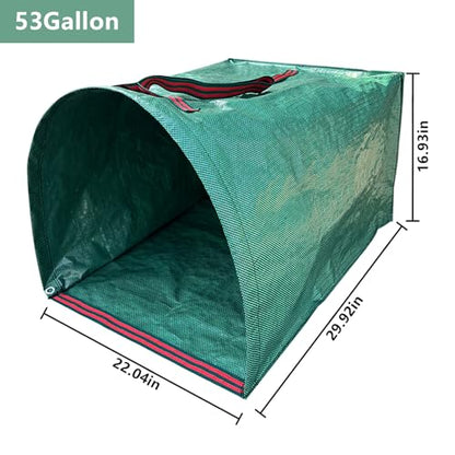 2-Pack 53 Gal Leaf Bags, Leaf Collector Reusable Yard Waste Bags