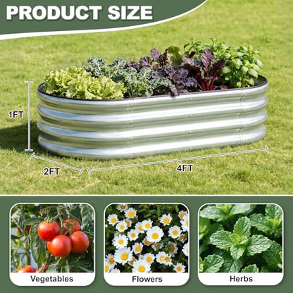 1MORE Galvanized Raised Garden Bed Outdoor,Planter Bed 4x2x1ft,Silver,4-Pk - color: Silver
