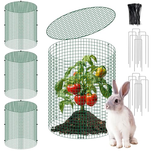 4 Sets 13"x 16" Wire Plant Protector from Animals, Plant Protector Cages - color: Green-4pcs