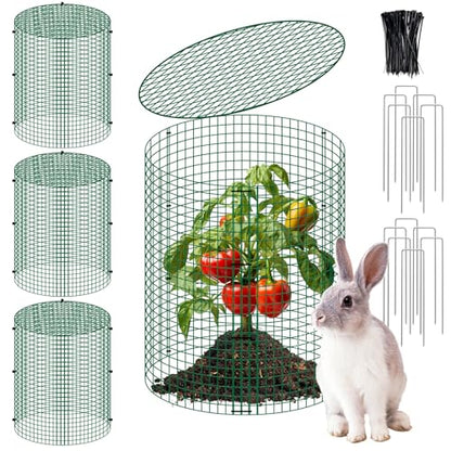 4 Sets 13"x 16" Wire Plant Protector from Animals, Plant Protector Cages - color: Green-4pcs