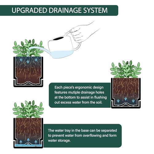 D'vine Dev 4-Pack Plastic Herb Planter Pots, 4 in, Black, 76-Y-B4-1 - color: Black, size: 16 Inch x 4.5 Inch