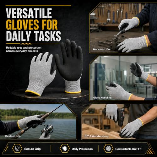 Level 5 Cut Resistant Work Gloves, Sandy Nitrile Grip, 1 Pair - color: Medium(yellow)