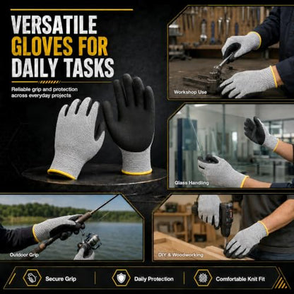 Level 5 Cut Resistant Work Gloves, Sandy Nitrile Grip, 1 Pair - color: Medium(yellow)