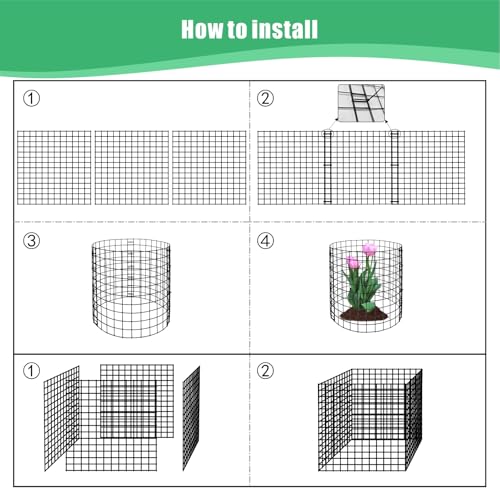 Eunika 8 Pack Round Plant Protector from Animals,24 Pcs 12" x 12" - color: Black-24pcs