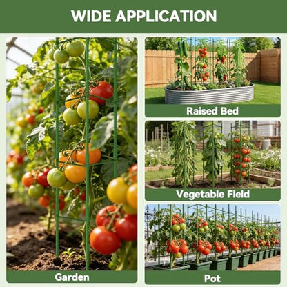 Halatool 4 Pack Tomato Cages for Garden, Up to 63 inch(5.2FT) - color: 4 Pack, size: 63 Inches
