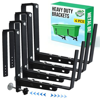 Halatool Window Box Brackets Outdoor, 4Pack Adjustable Planter Box Brackets
