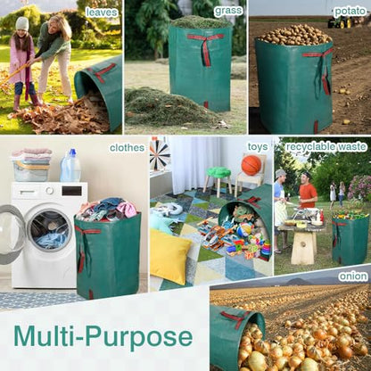 2‑Pack 40 Gallon Garden Leaf Bags, Reusable Dustpan Yard Waste Sacks
