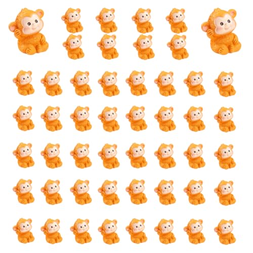 50PCS Mini Safari Jungle Animals Figurines Resin Monkey Wild Animal Miniature Figurines Fairy Garden Accessories for Moss Landscape DIY Terrarium Home Decor (Monkey) - color: Monkey