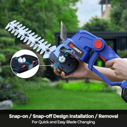 Cordless Hedge Trimmer with Battery 2.0Ah, 2-in-1 21V Grass Shears