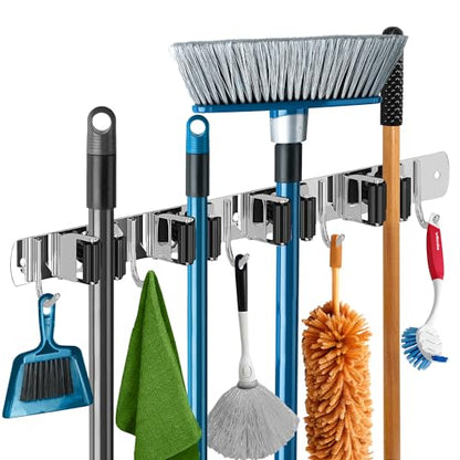 Mop and Broom Holder - Clear Cleaning Clutter and Reclaim Your Space - size: Standard