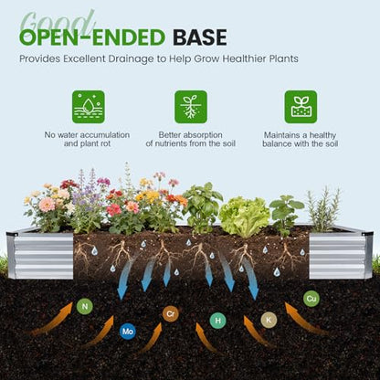 G GOOD GAIN 2Pcs Galvanized Raised Garden Bed 8x4x1ft for Herbs, Silver - color: Silver, size: 8x4x1FT(2 Pack)