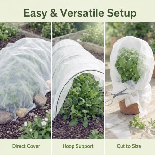 Plant Covers Freeze Protection,10x50FT Frost Cloth Row Covers - size: 10X50FT