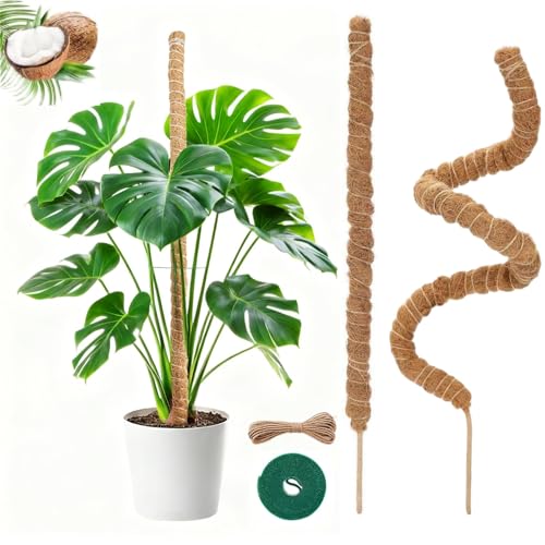 Moss Pole,2 Pack 27 Inch Monstera Plant Support, Upgraded 7mm Aluminum core Moss Poles for Climbing Indoor Plants DIY, Coco Coir Plant Pole Moss Plant Stick Support Stake Kit for Potted Plants Pothos - size: 27 in