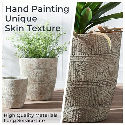 17.7"+13.7"+11.4" Weathered Concrete Planters with Drainage Hole Set of 3 - color: Gray, size: Set of 3