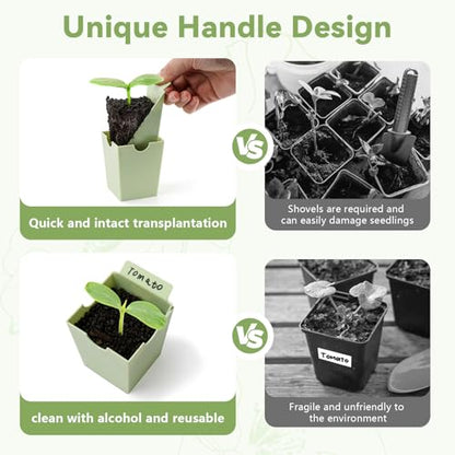 Seed Starter Tray with Lift-Out Handles for Easy Transplanting