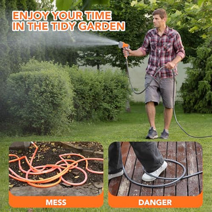 Retractable Garden Hose Reel, 72ft Slow Rewind Wall Mount - size: 72FT