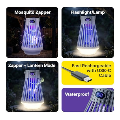 Zap Zone Defender Bug Zapper Outdoor Indoor Rechargeable Mosquito Zapper