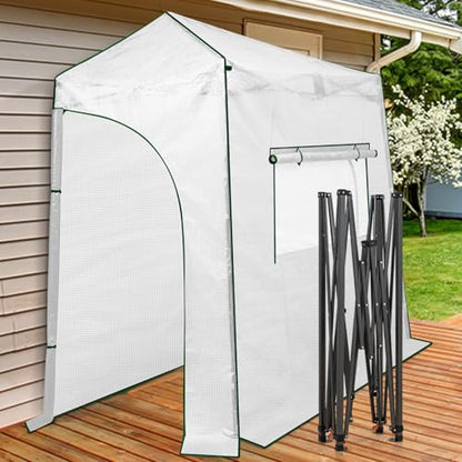 EAGLE PEAK 9x4 Easy Setup Pop Up Greenhouse, Lean-to Design, Clear/White - color: Clear/White, size: 9x4