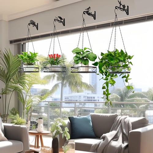 2-Pack Metal Plant Hanger Indoor Outdoor Hanging Plant Holder - size: 2-Pack