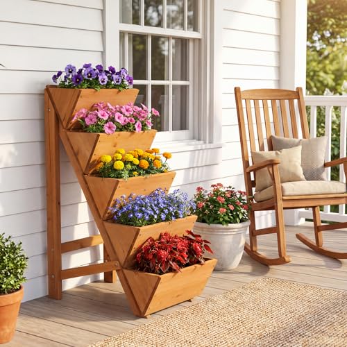 HAPPYGRILL 5-Tier Vertical Raised Garden Bed with Legs - size: 5-Tier