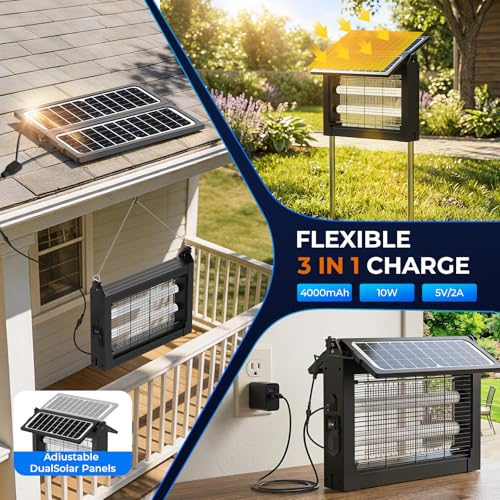 Solar Bug Zapper, 4500V Mosquito Zapper Waterproof for Patio - color: Black