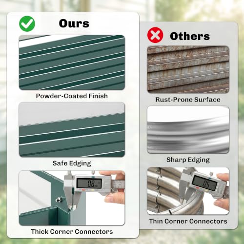 Outsunny 8' x 3' x 1' Galvanized Raised Garden Bed, Green - color: Green