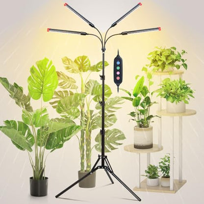 4‑Head Full Spectrum Standing Grow Light for Tall Indoor Plants - size: Stand-4Head-36W
