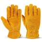 OZERO Leather Work Gloves, Gardening Gloves, Cowhide, Mesh Lining, 1Pair, M - color: Gold With Mesh Linning (1 Pair), size: Medium