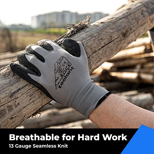 toolant Crinkle Latex Work Gloves, 120 Pairs, Gray, Large - color: Gray - 120 Pairs, size: Large