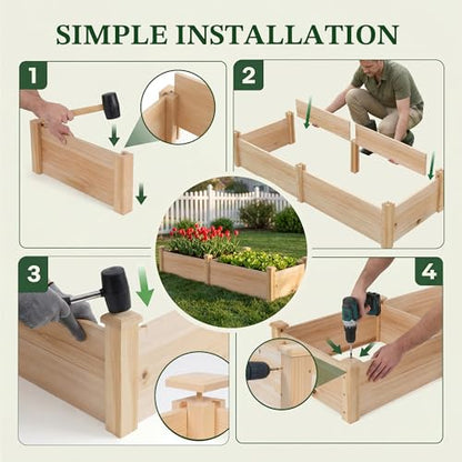 Raised Garden Bed Wooden Planter Box for Vegetables/Flowers, Wood - color: Natural Wood