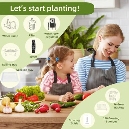 Hydroponic Growing System, Vertical Garden Tower Automatic Timer 36 -Pod
