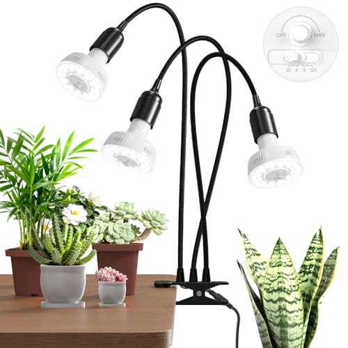 Barrina Orbgrow OG11A3 Clip On Grow Light for Indoor Plants, 5000K 33W - color: 5000k-white Cover, size: 3 Head 1 Pack