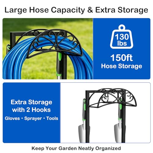Heavy Duty Garden Hose Holder, 130 lbs Capacity, Anti-Tilt