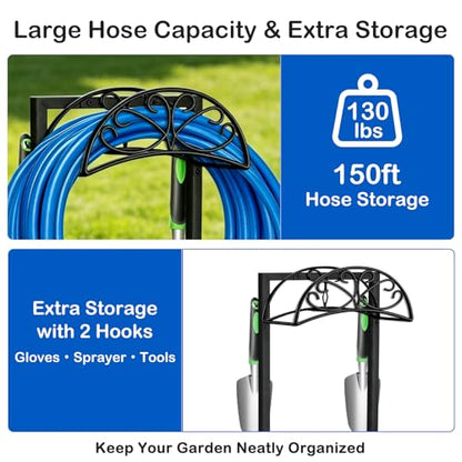 Heavy Duty Garden Hose Holder, 130 lbs Capacity, Anti-Tilt