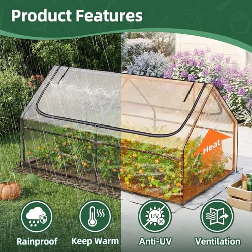 Superlele 6x3x3FT Mini Greenhouse with 2 Large Zipper Doors for Outdoor - style: (Clear)-6x3x3Ft