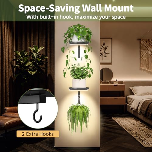 LASZOLA Plant Hanger Holder Shelf Wall Indoor with Lights, 2 Pcs Black - color: Black, size: 2