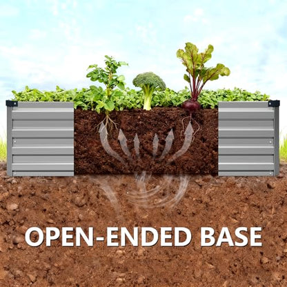 Vengarus 2PCS 9x3x1ft Galvanized Raised Garden Beds Kit,Planter Box Silver - color: Silver, size: 9x3x1FT(2PCS)