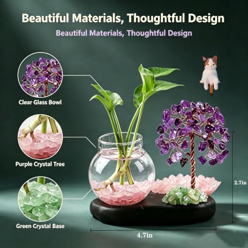 Mini Plant Propagation Station, Amethyst Tree Hydroponic Glass Vase - color: Amethyst