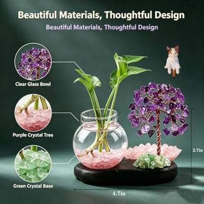 Mini Plant Propagation Station, Amethyst Tree Hydroponic Glass Vase - color: Amethyst