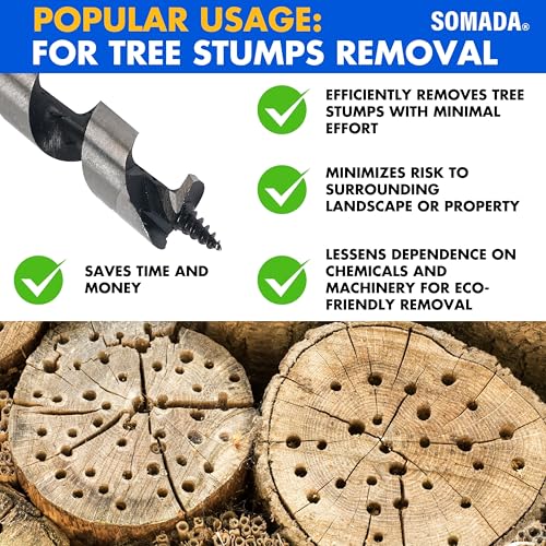 SOMADA 1/2" x 9" Auger Drill Bit for Wood, Ship Auger Hex Shank - size: 1/2"x9" Silver