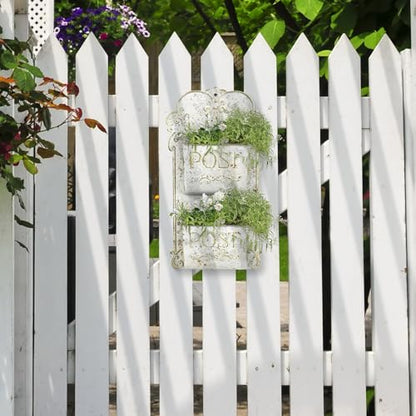 All Chic Metal Wall Planter - Outdoor Rustic Wall Mount Hanging Planter, White Gold - color: White Gold