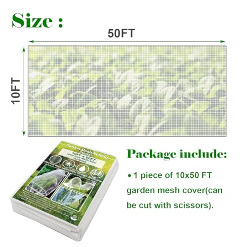 Garden Pest Netting, 10x50Ft Insect Barrier Plant Covers Net - size: 10x50ft Reinforced Netting