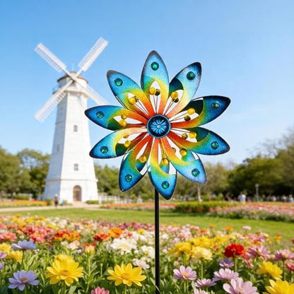 Metal Wind Spinner for Yard Decor Garden Windmill Outdoor Kinetic Wind Sculpture Dual Direction for Backyard Patio Lawn Homewarming Gift