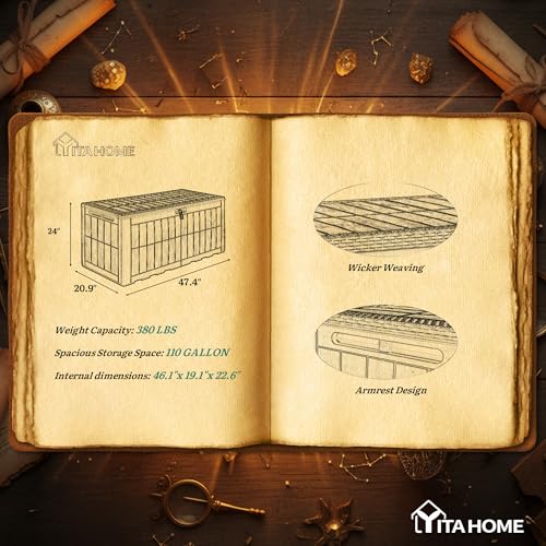 YITAHOME 110 Gallon Outdoor Deck Box - color: Dark Brown, size: 110 Gallon