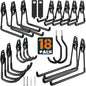 HUPBIPY 18 Pack Garage Hooks Heavy Duty, Wall Mount Ladder Hooks - color: 18 Pack Black