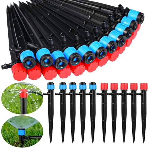 SiliFine 120 Pcs Drip Irrigation Emitters for 1/4'' Drip Irrigation Tubing 60 Irrigation Emitters Sprayer 60 Adjustable 360 Degree Water Flow Drippers for Patio Lawn Garden Watering - style: Style 2