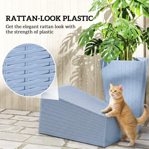 Outsunny 24 in Taper Tall Planters for Outdoor Plants Set of 3, Light Gray - color: Light Gray